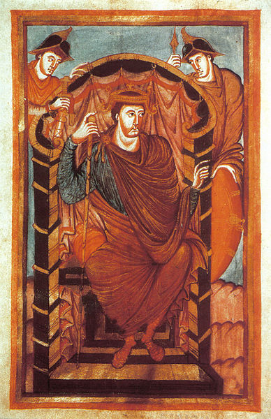 Lothair  King of Italy  ca. 851  reigned 818-855  Bibliotheque National de France  Paris  MS Latin 266  Fol. 1v.